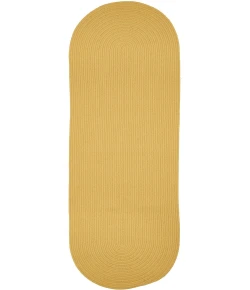 Rhody Solid Poly Daffodil S041 2 ft. X 8 ft. Oval Runner Braided Rug