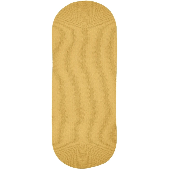 Rhody Solid Poly Daffodil S041 2 ft. X 8 ft. Oval Runner Rug