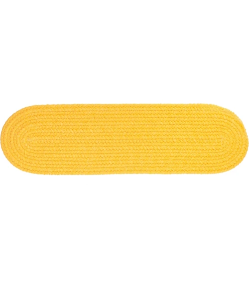 Rhody Solid Poly Daffodil S041 8 in. X 28 in. Stair Tread Set-of-13 Rug