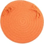 Rhody Solid Poly Mango S042 15 in. X 15 in. Chair Pad Set-of-4 Braided Rug