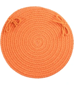 Rhody Solid Poly Mango S042 15 in. X 15 in. Chair Pad Set-of-4 Braided Rug