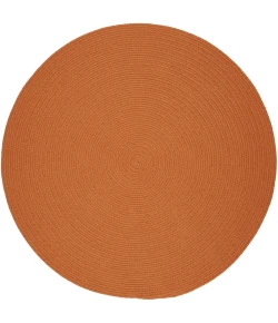 Rhody Solid Poly Mango S042 4 ft. X 4 ft. Round Braided Rug