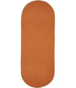 Rhody Solid Poly Mango S042 2 ft. X 6 ft. Oval Runner Braided Rug