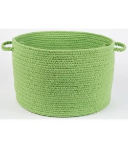 Rhody Solid Poly Key Lime S044 18 in. X 12 in. Basket Braided Rug