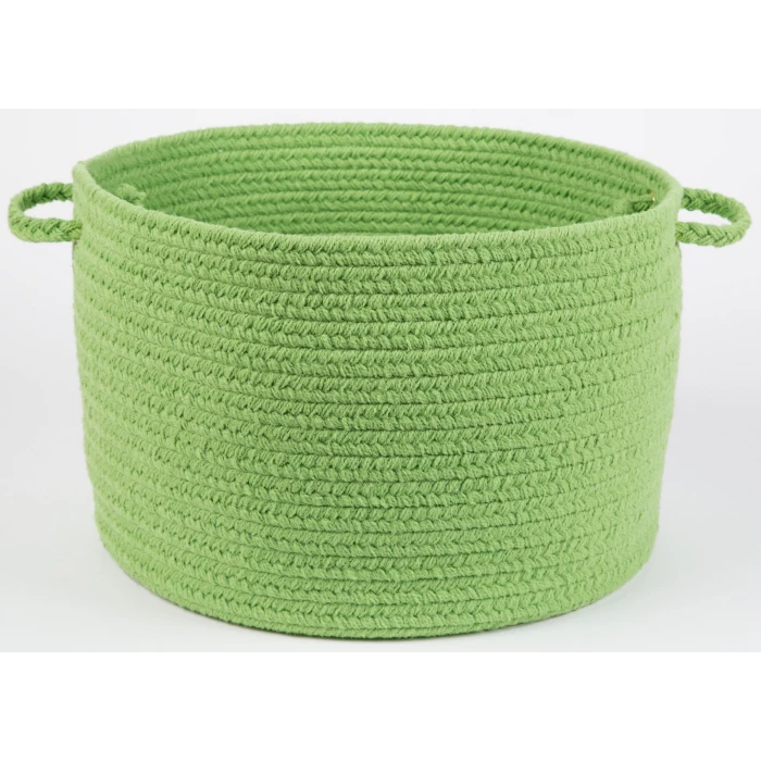 Rhody Solid Poly Key Lime S044 18 in. X 12 in. Basket Rug