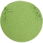Rhody Solid Poly Key Lime S044 15 in. X 15 in. Chair Pad Set-of-4 Braided Rug