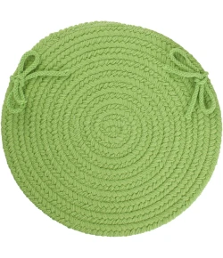 Rhody Solid Poly Key Lime S044 15 in. X 15 in. Chair Pad Braided Rug