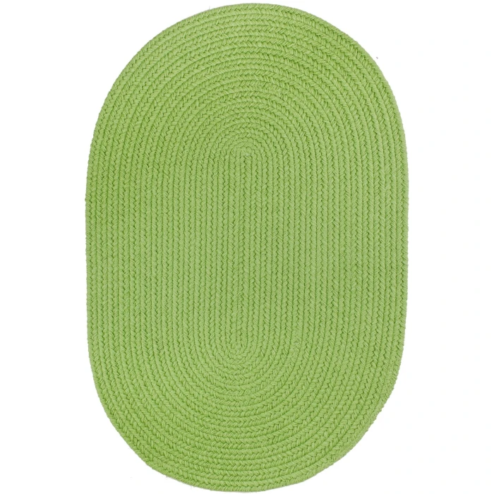 Rhody Solid Poly Key Lime S044 3 ft. X 5 ft. Oval Rug