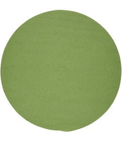 Rhody Solid Poly Key Lime S044 4 ft. X 4 ft. Round Braided Rug
