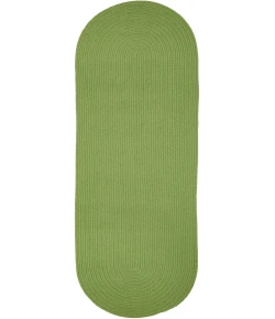 Rhody Solid Poly Key Lime S044 2 ft. X 8 ft. Oval Runner Braided Rug