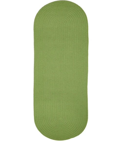Rhody Solid Poly Key Lime S044 2 ft. X 8 ft. Oval Runner Rug