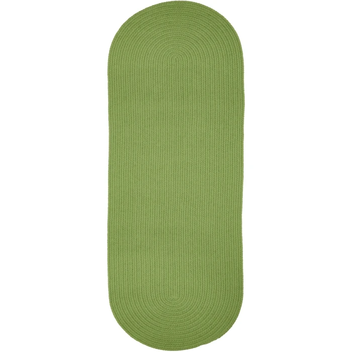 Rhody Solid Poly Key Lime S044 2 ft. X 4 ft. Oval Runner Rug
