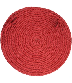 Rhody Solid Poly Brilliant Red S045 15 in. X 15 in. Chair Pad Set-of-4 Braided Rug