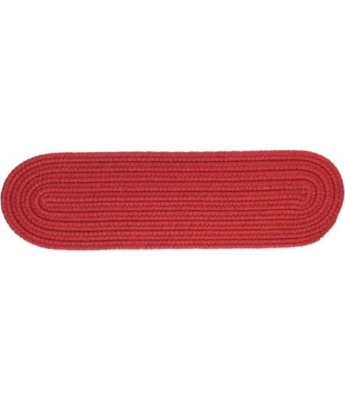 Rhody Solid Poly Brilliant Red S045 8 in. X 28 in. Stair Tread Set-of-13 Rug