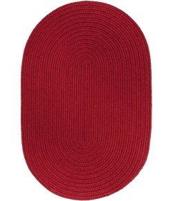 Rhody Solid Poly Brilliant Red S045 8 ft. X 11 ft. Oval Braided Rug