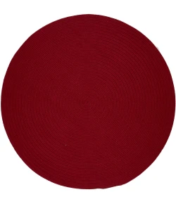 Rhody Solid Poly Brilliant Red S045 8 ft. X 8 ft. Round Braided Rug