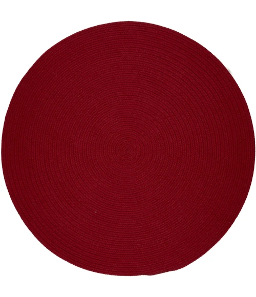 Rhody Solid Poly Brilliant Red S045 8 ft. X 8 ft. Round Rug