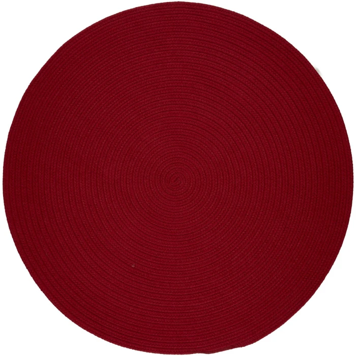 Rhody Solid Poly Brilliant Red S045 4 ft. X 4 ft. Round Rug