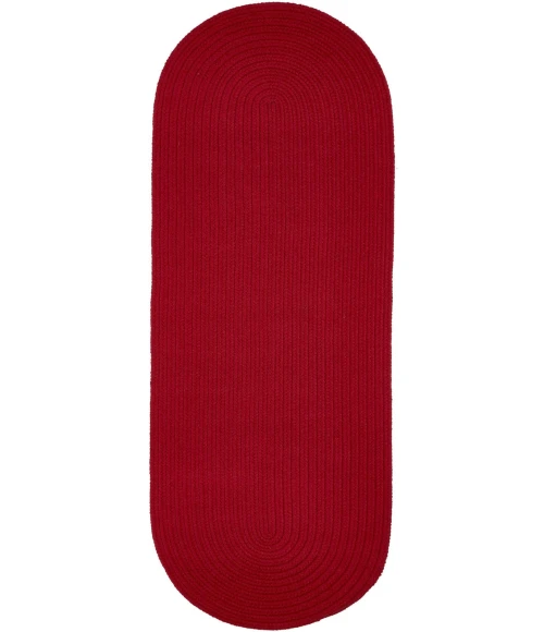Rhody Solid Poly Brilliant Red S045 2 ft. X 8 ft. Oval Runner Rug