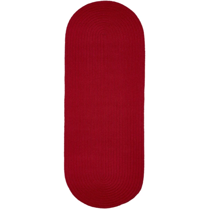 Rhody Solid Poly Brilliant Red S045 2 ft. X 8 ft. Oval Runner Rug
