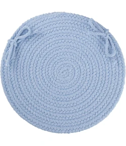 Rhody Solid Poly Hydrangea S046 15 in. X 15 in. Chair Pad Set-of-4 Braided Rug