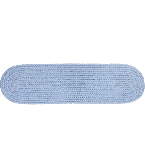 Rhody Solid Poly Hydrangea S046 8 in. X 28 in. Stair Tread Set-of-13 Rug