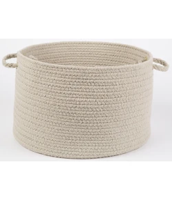 Rhody Solid Poly Pumice S049 18 in. X 12 in. Basket Braided Rug