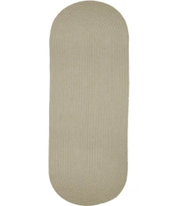 Rhody Solid Poly Pumice S049 2 ft. X 6 ft. Oval Runner Braided Rug