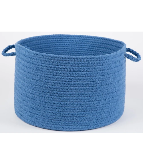 Rhody Solid Poly French Blue S052 18 in. X 12 in. Basket Rug