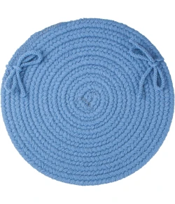 Rhody Solid Poly French Blue S052 15 in. X 15 in. Chair Pad Set-of-4 Braided Rug
