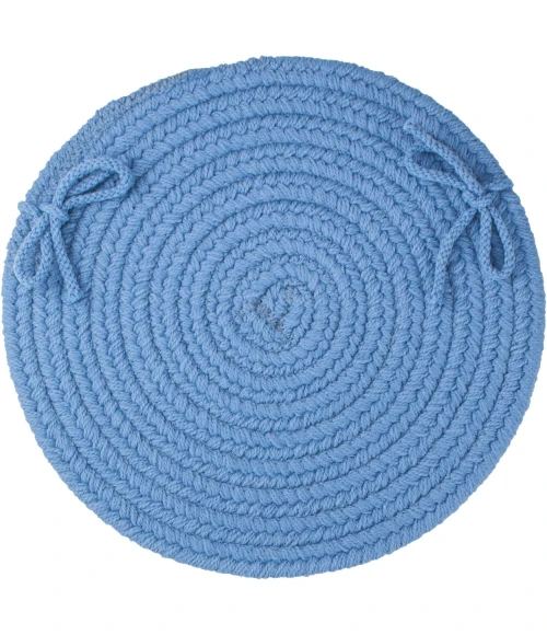 Rhody Solid Poly French Blue S052 15 in. X 15 in. Chair Pad Rug