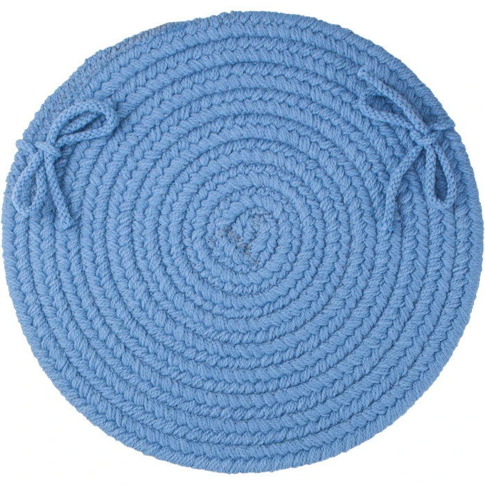 Rhody Solid Poly French Blue S052 15 in. X 15 in. Chair Pad Rug