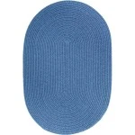 Rhody Solid Poly French Blue S052 10 ft. X 13 ft. Oval Braided Rug