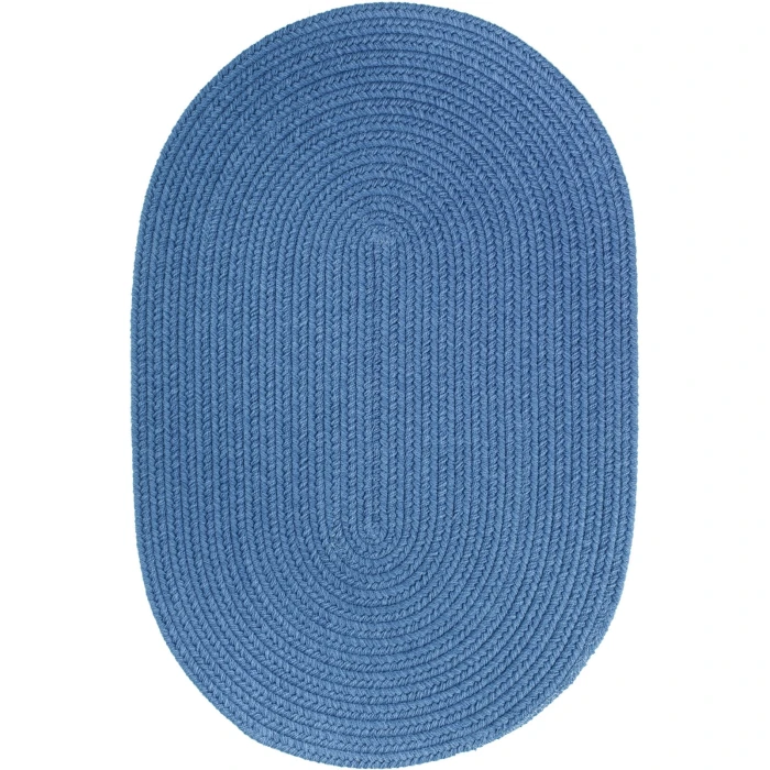 Rhody Solid Poly French Blue S052 7 ft. X 9 ft. Oval Rug