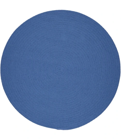 Rhody Solid Poly French Blue S052 4 ft. X 4 ft. Round Rug