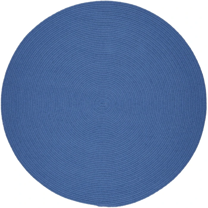 Rhody Solid Poly French Blue S052 4 ft. X 4 ft. Round Rug