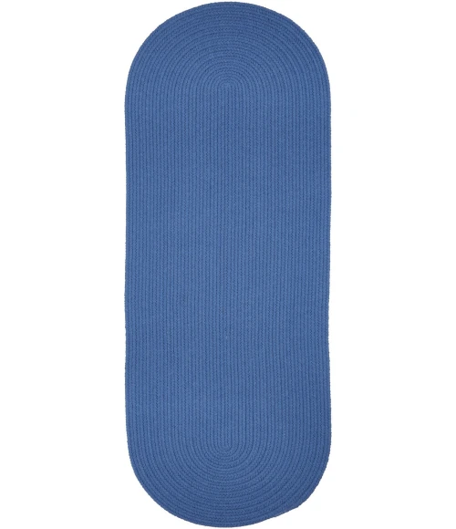 Rhody Solid Poly French Blue S052 2 ft. X 6 ft. Oval Runner Rug
