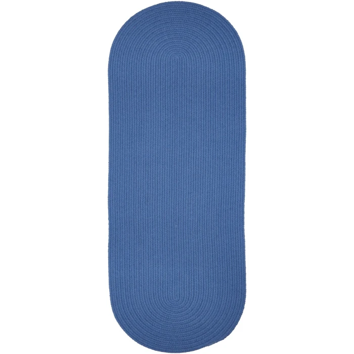 Rhody Solid Poly French Blue S052 2 ft. X 8 ft. Oval Runner Rug
