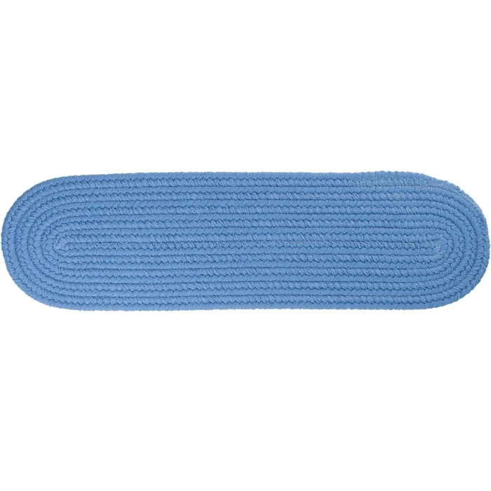 Rhody Solid Poly French Blue S052 8 in. X 28 in. Stair Tread Set-of-13 Rug