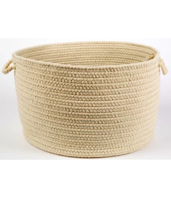 Rhody Solid Wool Sand S100 18 in. X 12 in. Basket Braided Rug