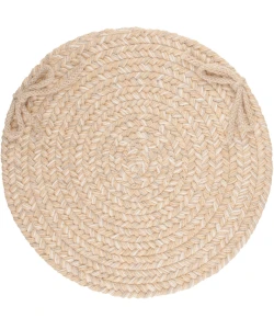 Rhody Solid Wool Sand S100 15 in. X 15 in. Chair Pad Braided Rug