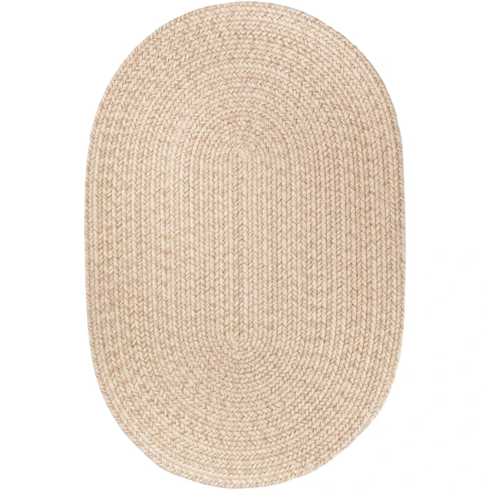 Rhody Solid Wool Sand S100 3 ft. X 5 ft. Oval Rug
