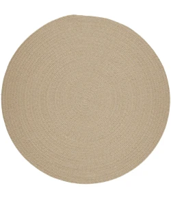Rhody Solid Wool Sand S100 4 ft. X 4 ft. Round Braided Rug