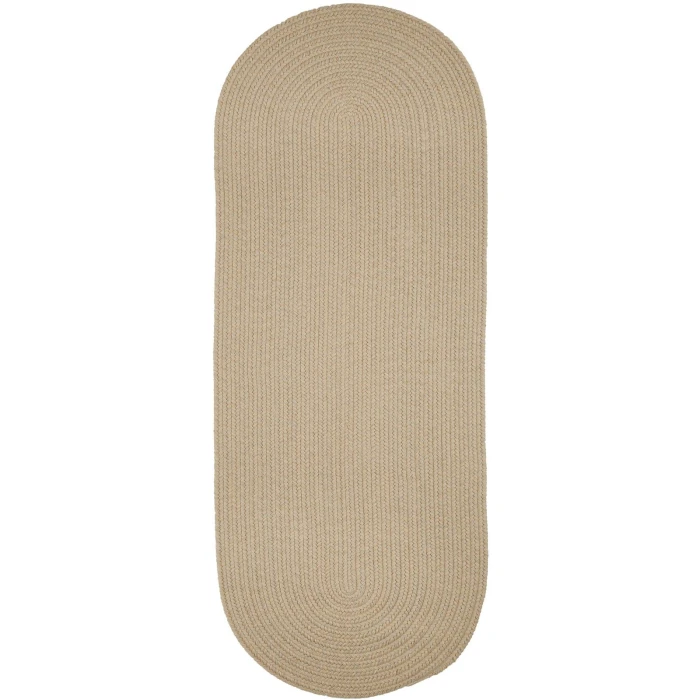 Rhody Solid Wool Sand S100 2 ft. X 6 ft. Oval Runner Rug
