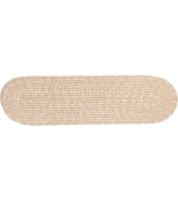 Rhody Solid Wool Sand S100 8 in. X 28 in. Stair Tread Set-of-13 Braided Rug