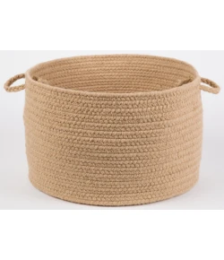 Rhody Solid Wool Wheat S101 18 in. X 12 in. Basket Braided Rug