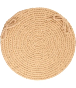 Rhody Solid Wool Wheat S101 15 in. X 15 in. Chair Pad Braided Rug