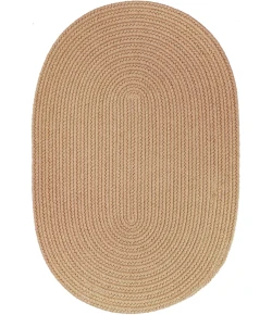 Rhody Solid Wool Wheat S101 10 ft. X 13 ft. Oval Braided Rug