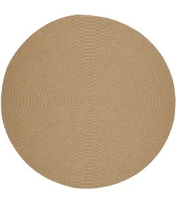 Rhody Solid Wool Wheat S101 4 ft. X 4 ft. Round Braided Rug