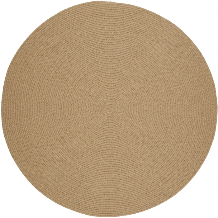 Rhody Solid Wool Wheat S101 4 ft. X 4 ft. Round Rug